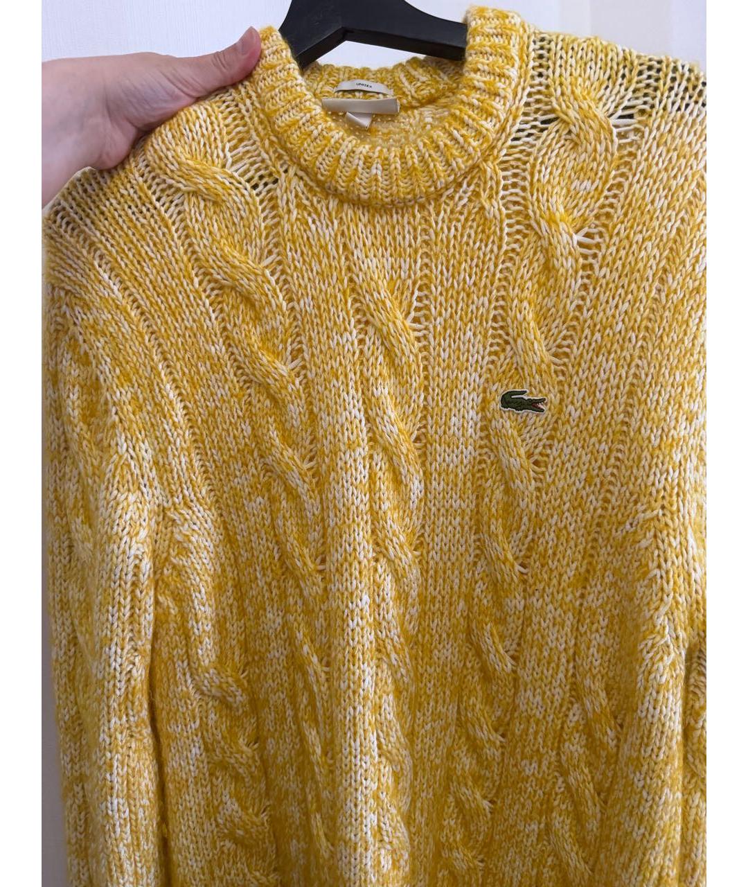 LACOSTE Желтый хлопковый джемпер / свитер, фото 2