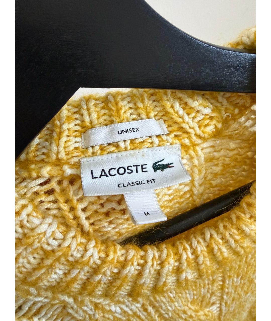LACOSTE Желтый хлопковый джемпер / свитер, фото 5