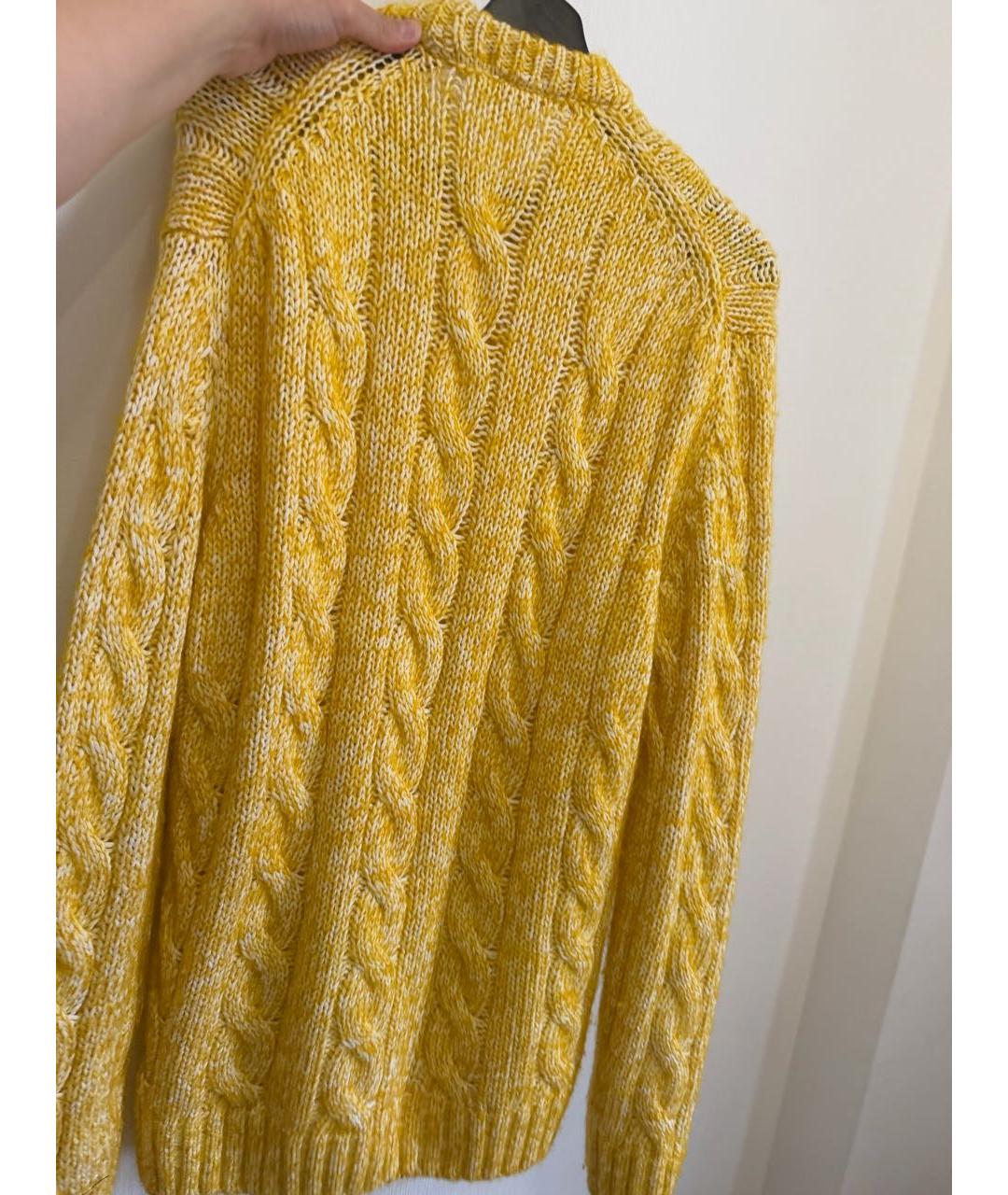 LACOSTE Желтый хлопковый джемпер / свитер, фото 3