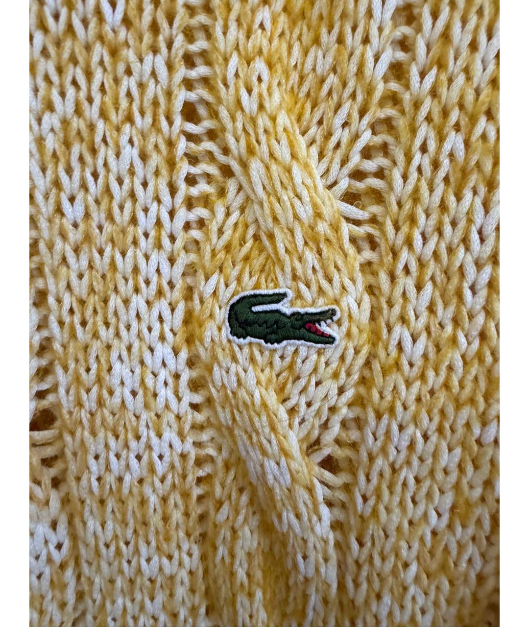 LACOSTE Желтый хлопковый джемпер / свитер, фото 4