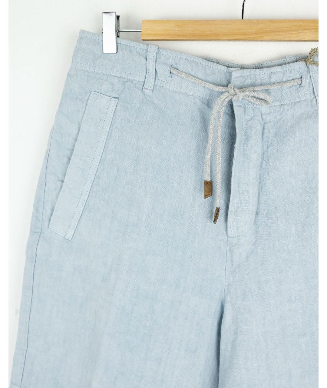 ELEVENTY Голубые льняные шорты, фото 3