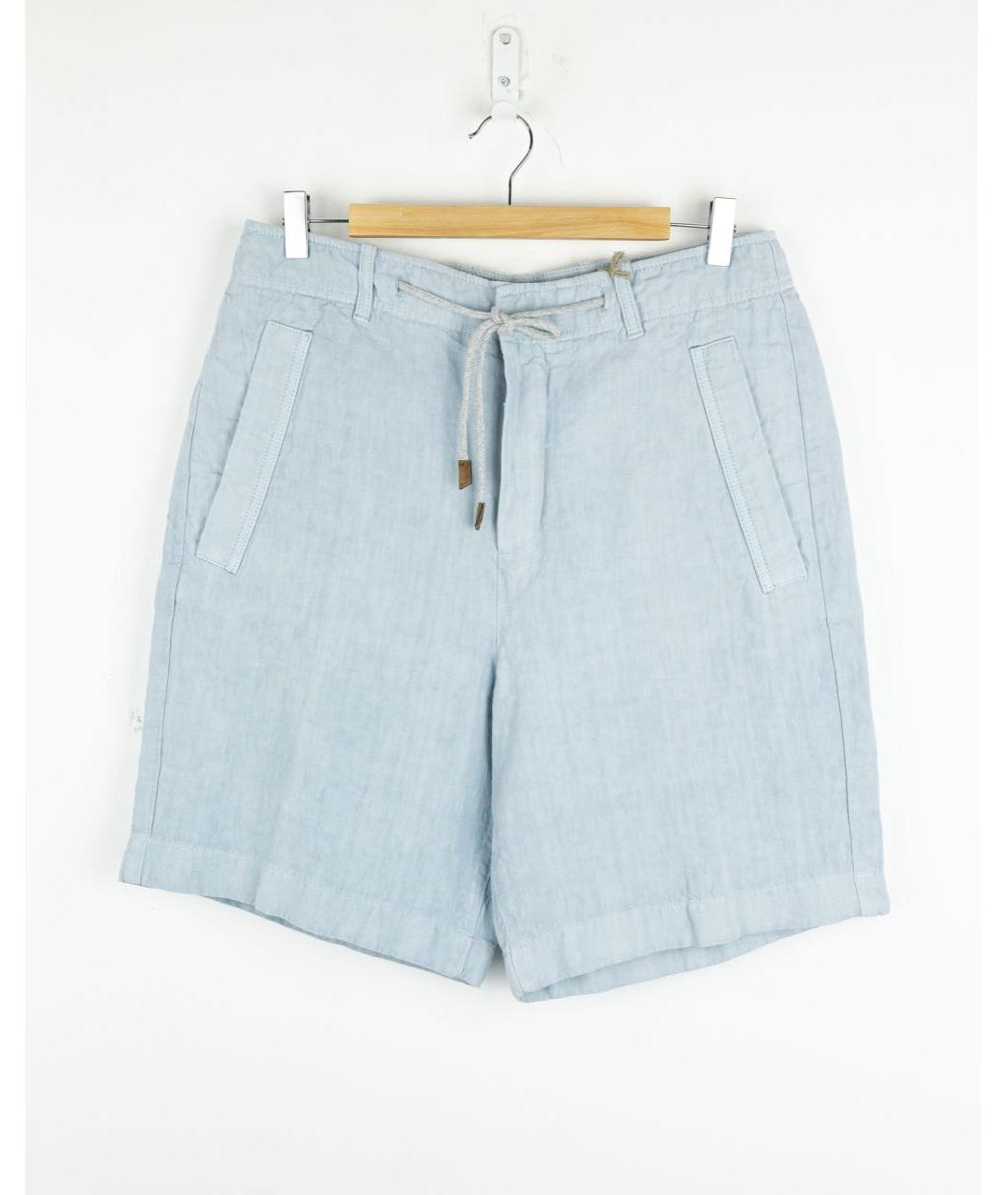 ELEVENTY Голубые льняные шорты, фото 5