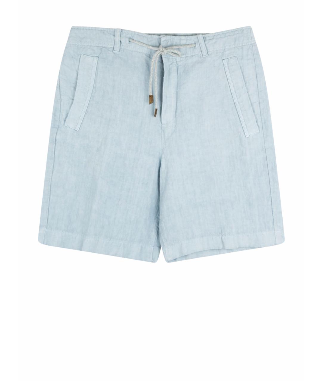 ELEVENTY Голубые льняные шорты, фото 1