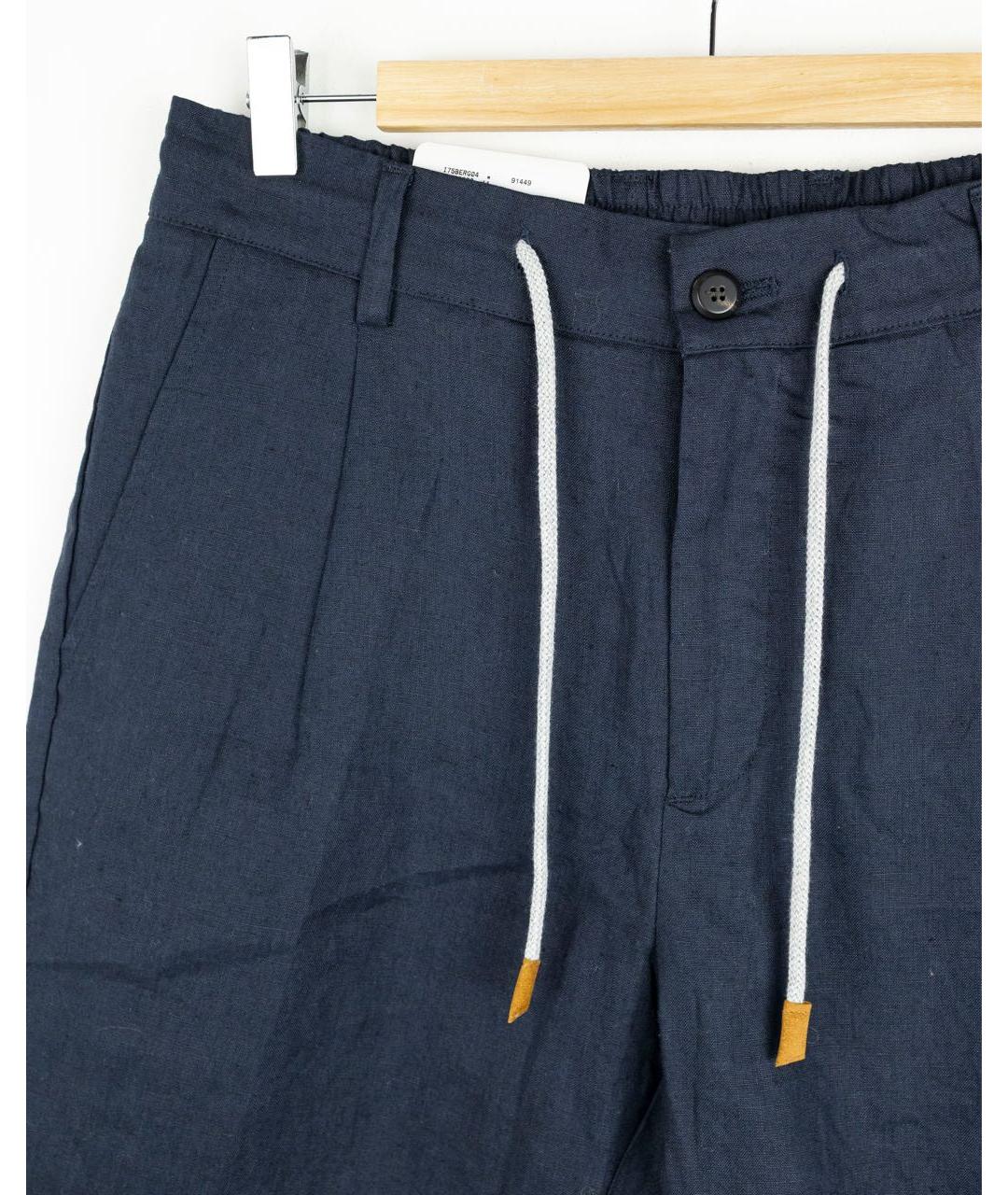 ELEVENTY Темно-синие льняные шорты, фото 4