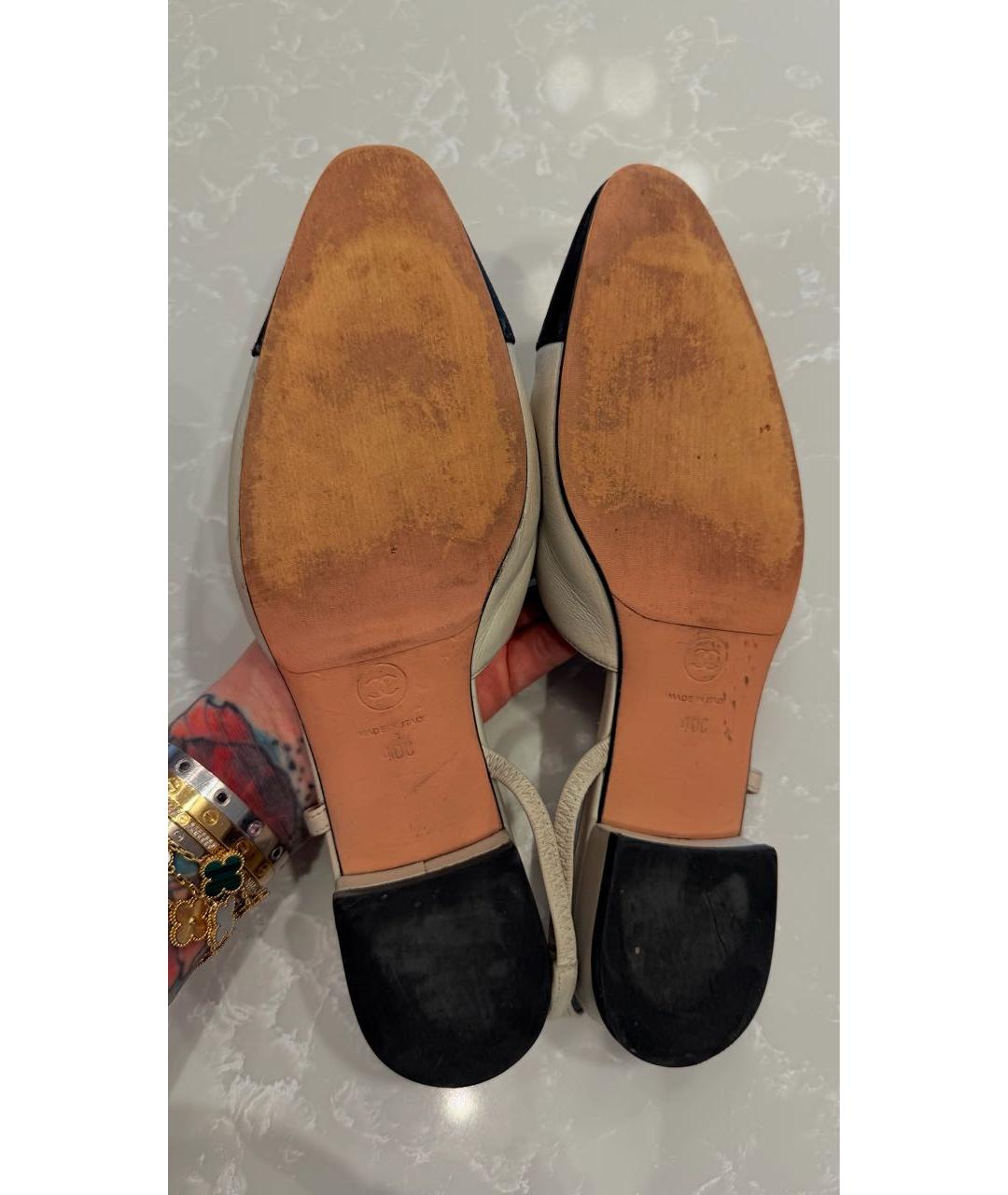 CHANEL Бежевые кожаные босоножки, фото 5