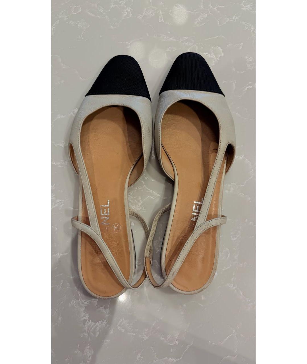 CHANEL Бежевые кожаные босоножки, фото 6