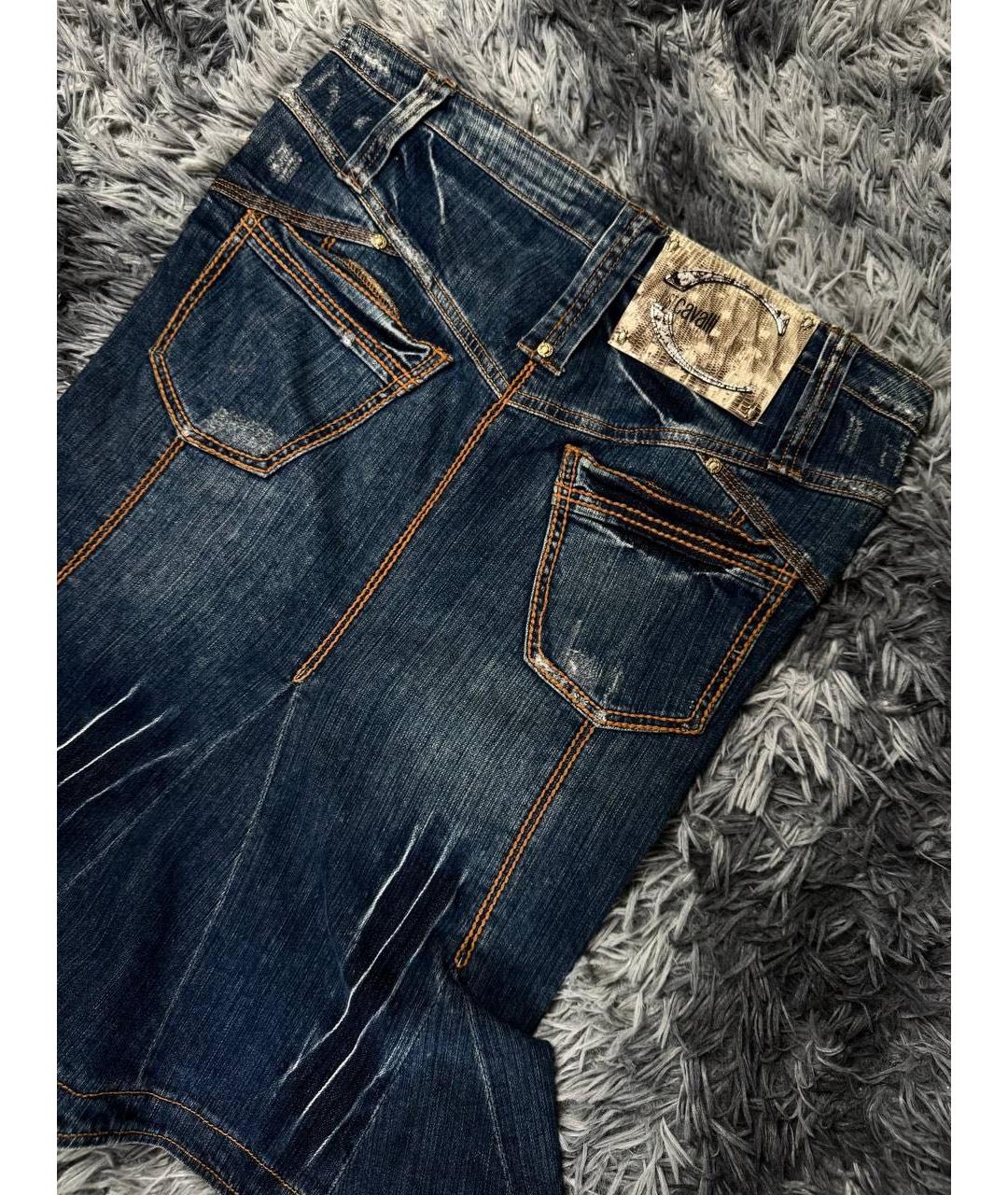 JUST CAVALLI Темно-синяя хлопковая юбка миди, фото 3