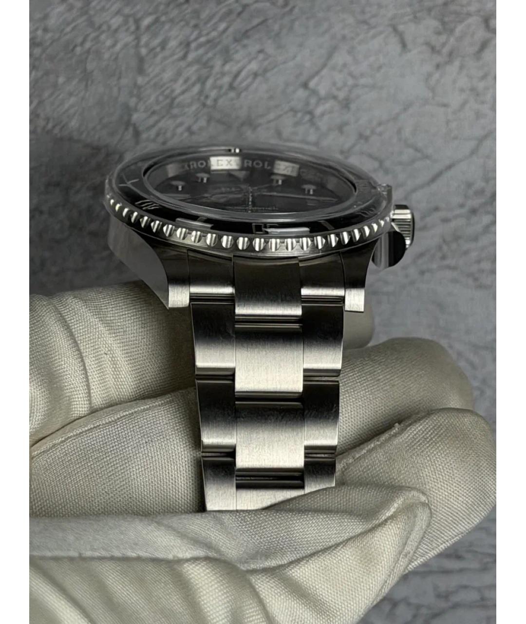 ROLEX Черные металлические часы, фото 5