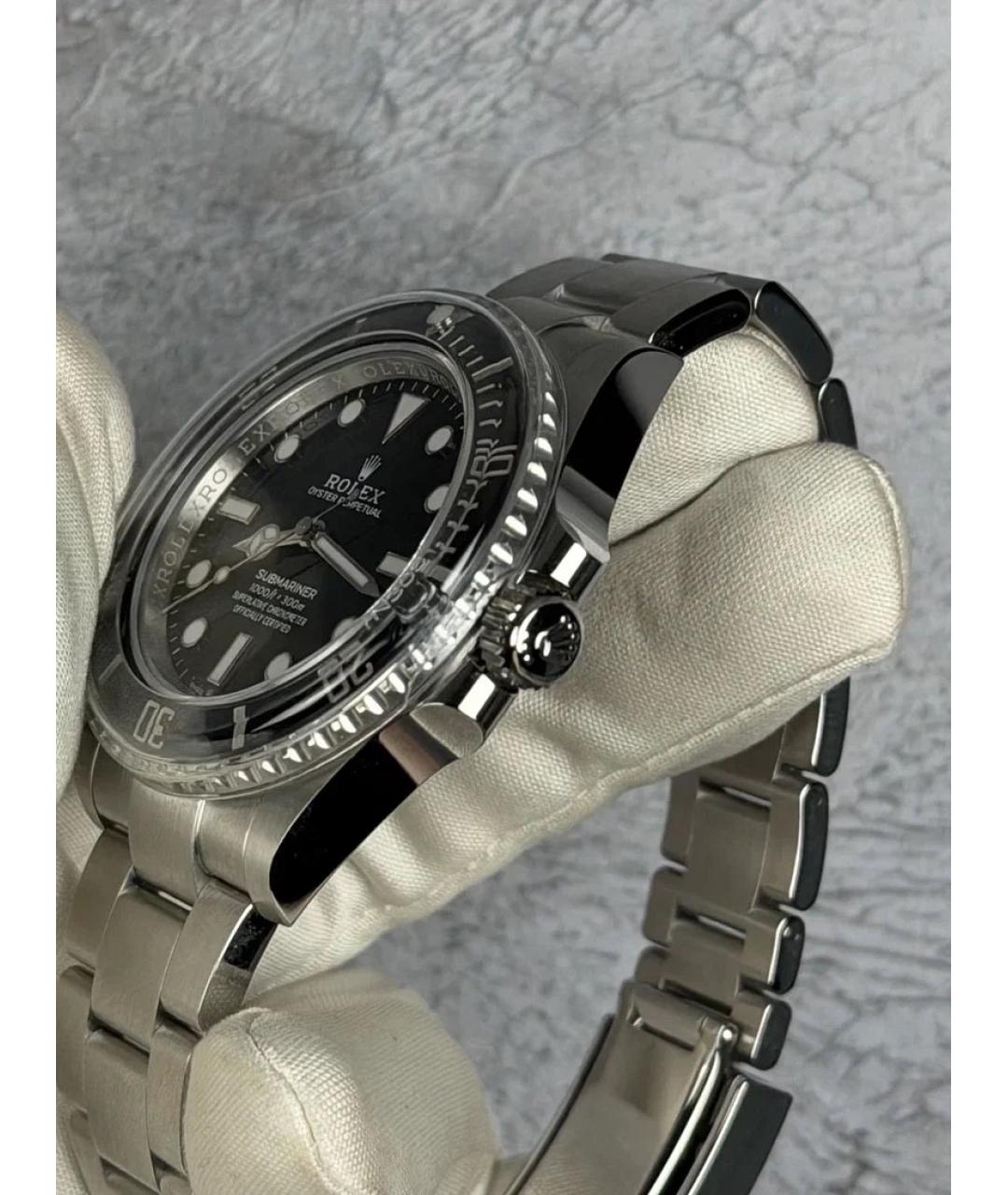 ROLEX Черные металлические часы, фото 3