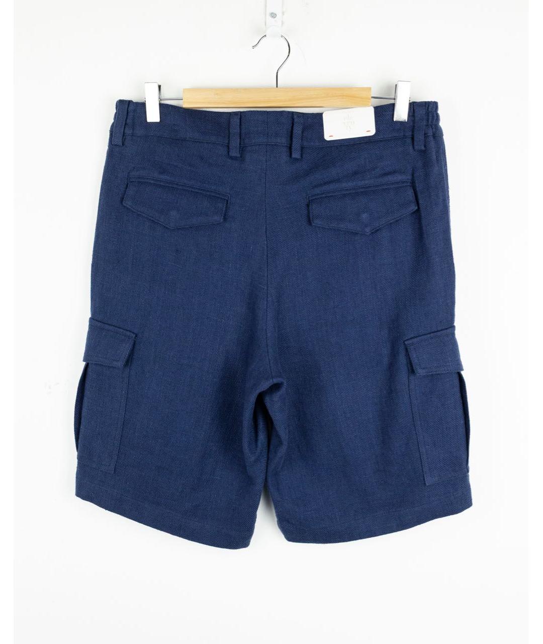 ELEVENTY Темно-синие льняные шорты, фото 2