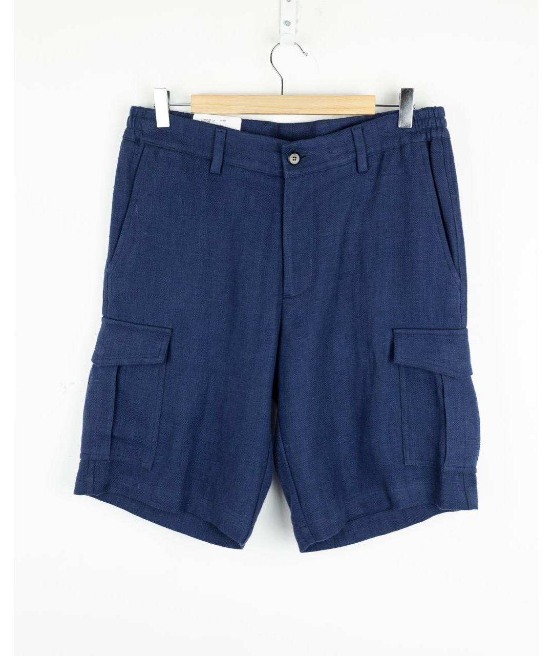 ELEVENTY Темно-синие льняные шорты, фото 5