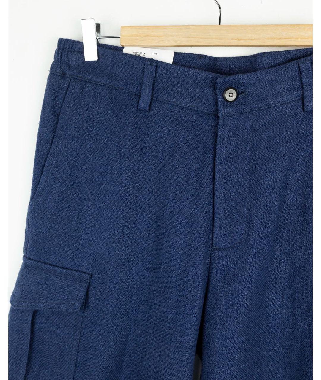 ELEVENTY Темно-синие льняные шорты, фото 4