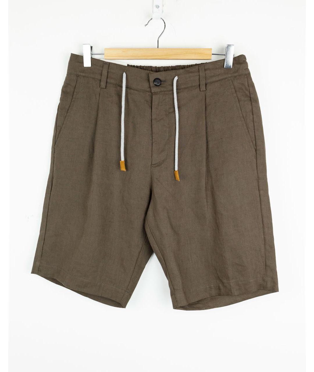 ELEVENTY Коричневые льняные шорты, фото 5