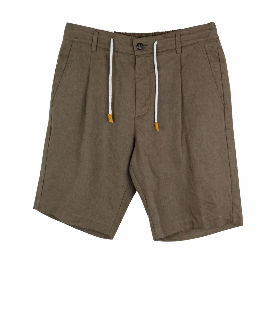 ELEVENTY Коричневые льняные шорты, фото 1