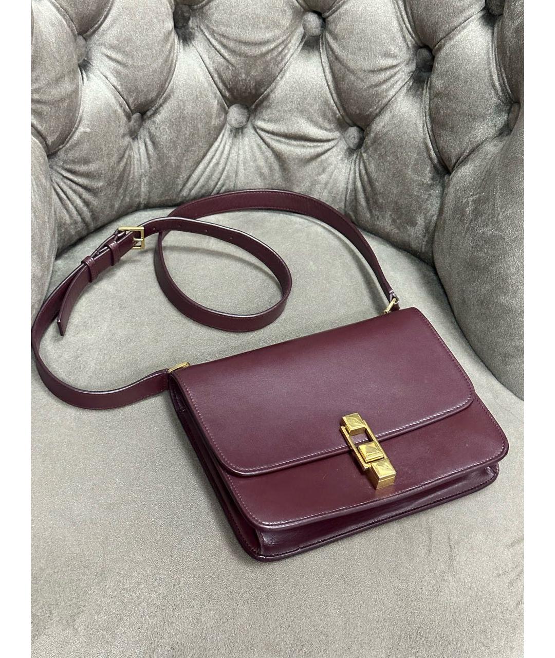 SAINT LAURENT Бордовая кожаная сумка тоут, фото 5