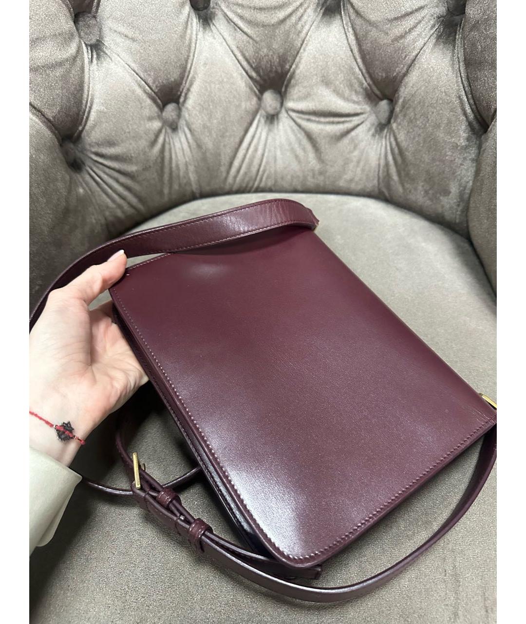 SAINT LAURENT Бордовая кожаная сумка тоут, фото 4