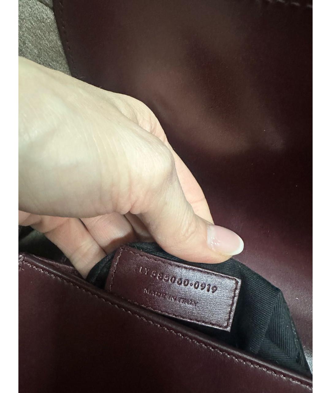 SAINT LAURENT Бордовая кожаная сумка тоут, фото 7