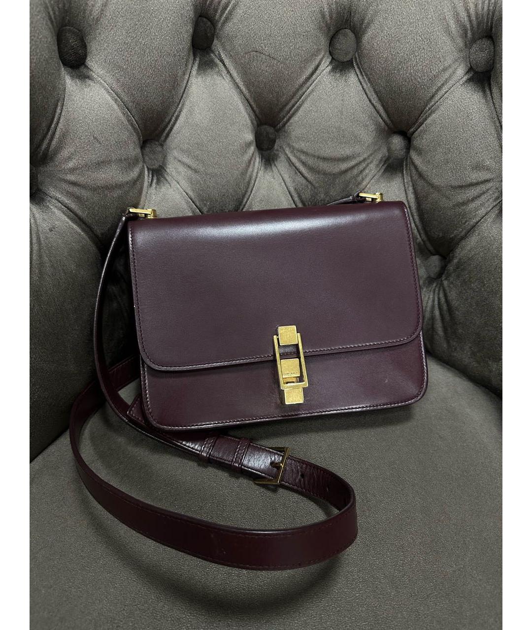 SAINT LAURENT Бордовая кожаная сумка тоут, фото 8