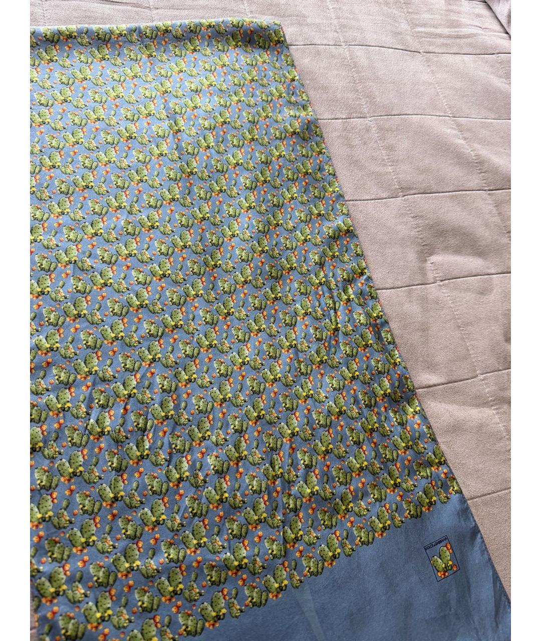 DOLCE&GABBANA Зеленый шелковый шарф, фото 2