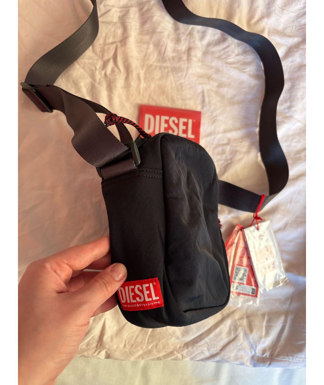 DIESEL Черная синтетическая сумка на плечо, фото 2