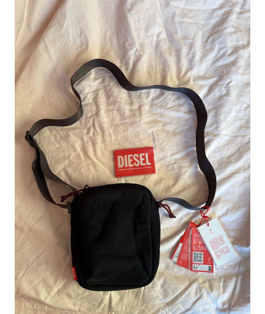 DIESEL Черная синтетическая сумка на плечо, фото 6