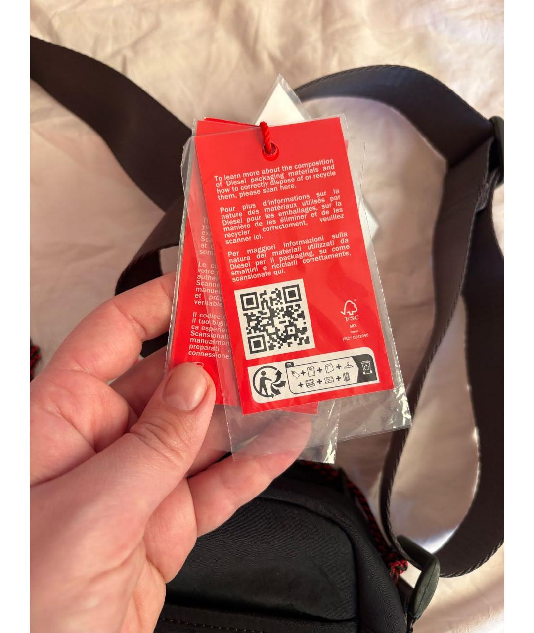 DIESEL Черная синтетическая сумка на плечо, фото 5