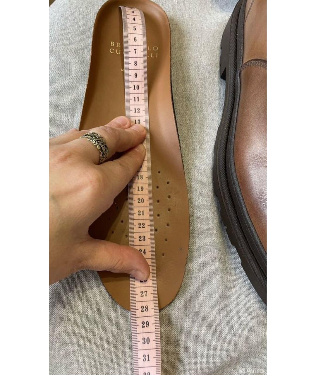 BRUNELLO CUCINELLI Коричневые кожаные высокие ботинки, фото 7