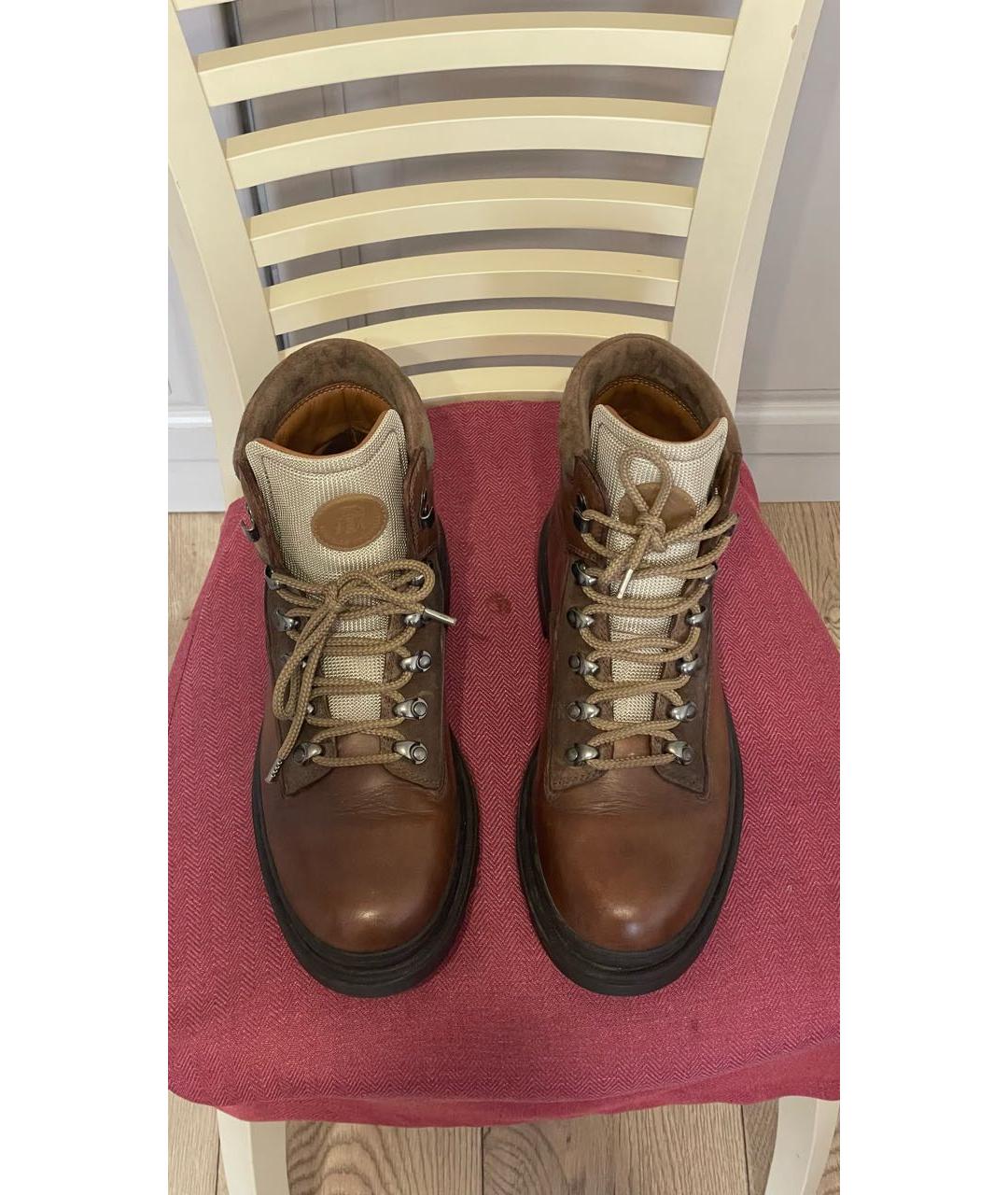 BRUNELLO CUCINELLI Коричневые кожаные высокие ботинки, фото 2