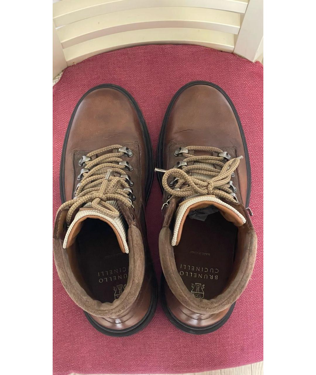 BRUNELLO CUCINELLI Коричневые кожаные высокие ботинки, фото 3