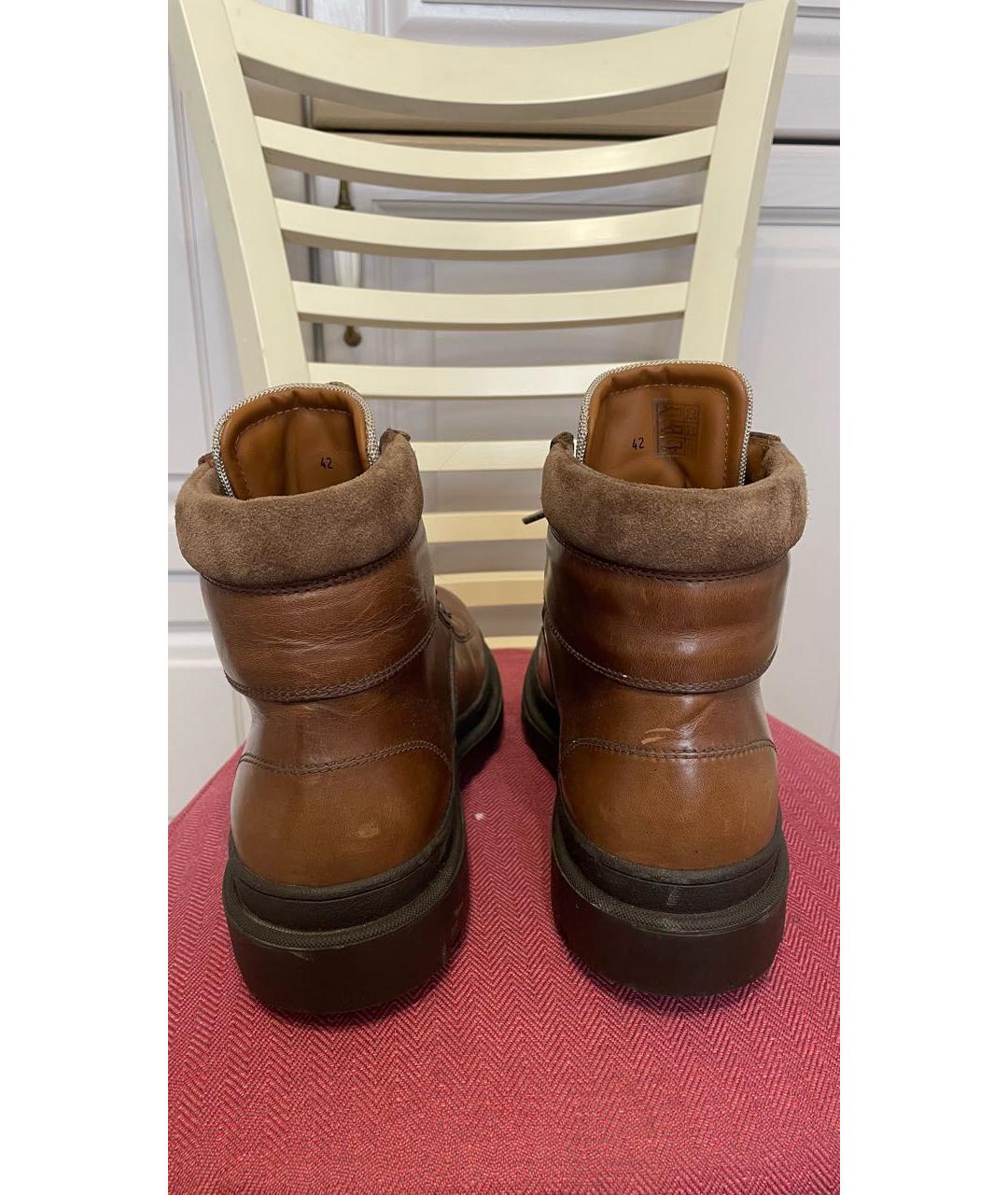 BRUNELLO CUCINELLI Коричневые кожаные высокие ботинки, фото 4