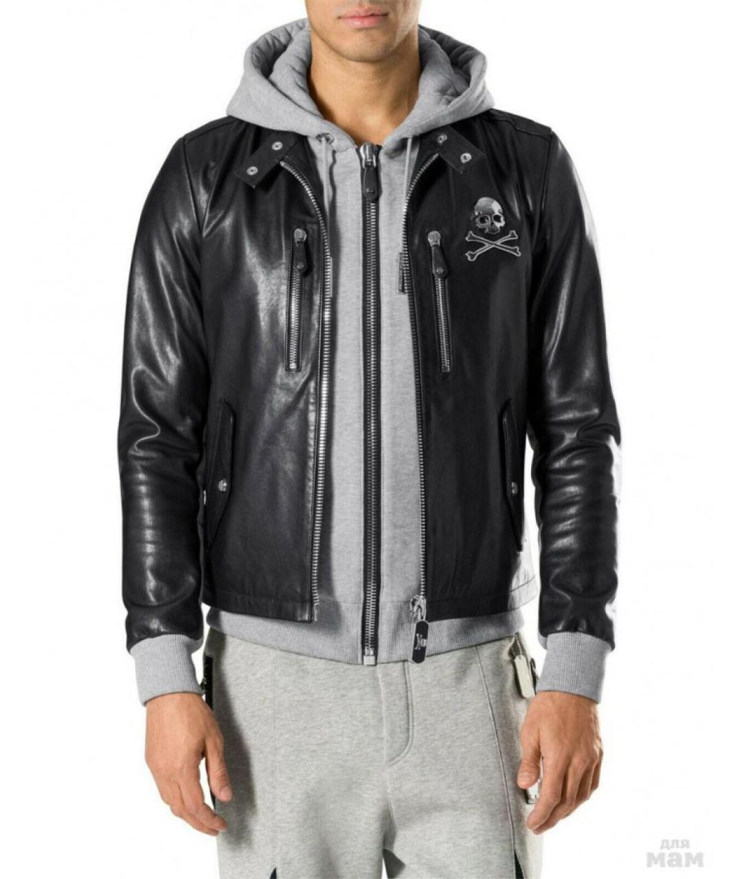 PHILIPP PLEIN Черная кожаная куртка, фото 7