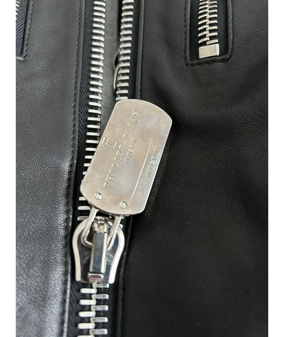 PHILIPP PLEIN Черная кожаная куртка, фото 4