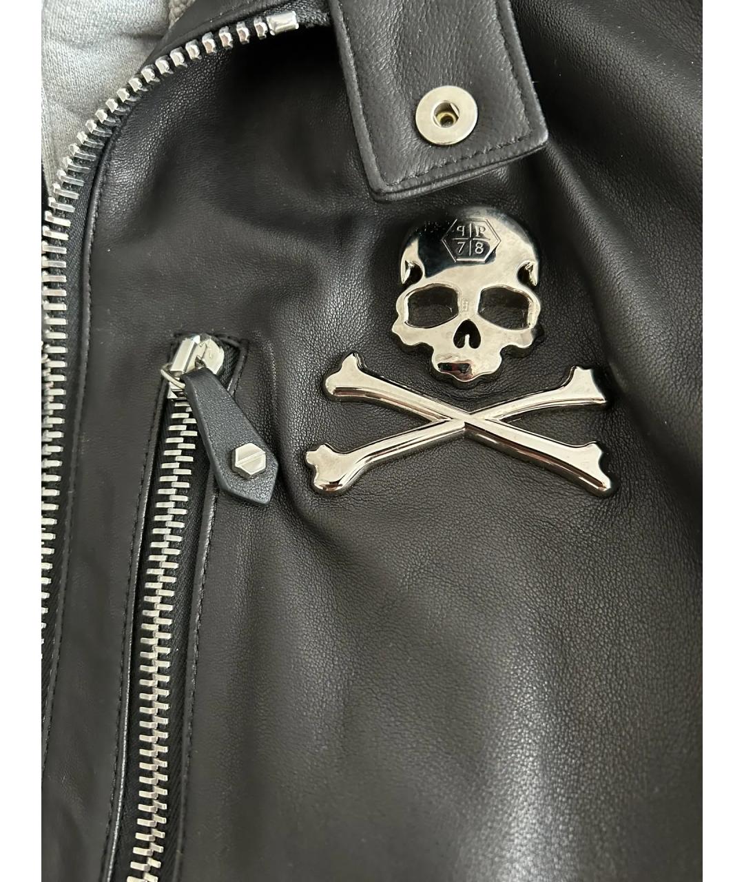 PHILIPP PLEIN Черная кожаная куртка, фото 5