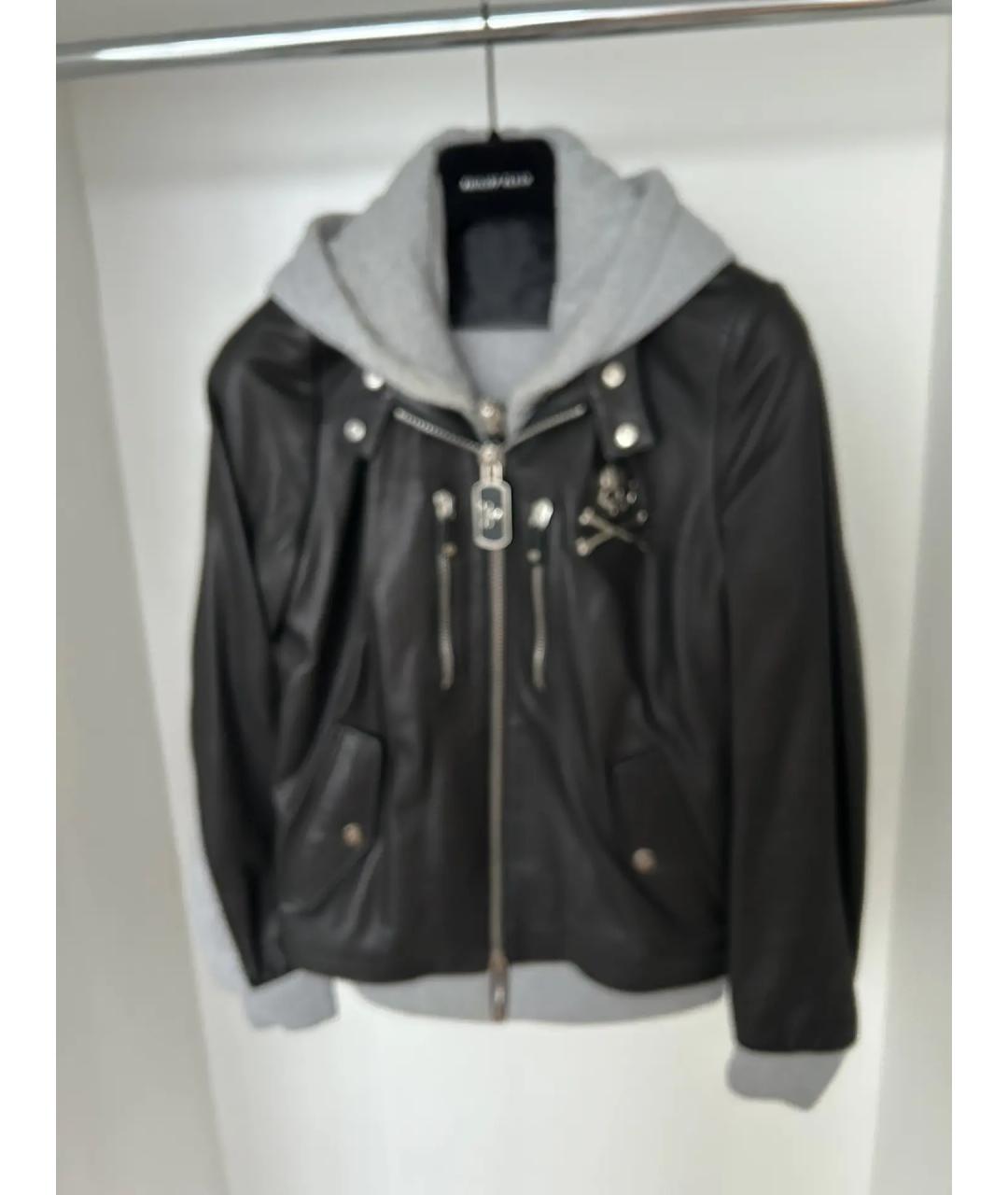 PHILIPP PLEIN Черная кожаная куртка, фото 6