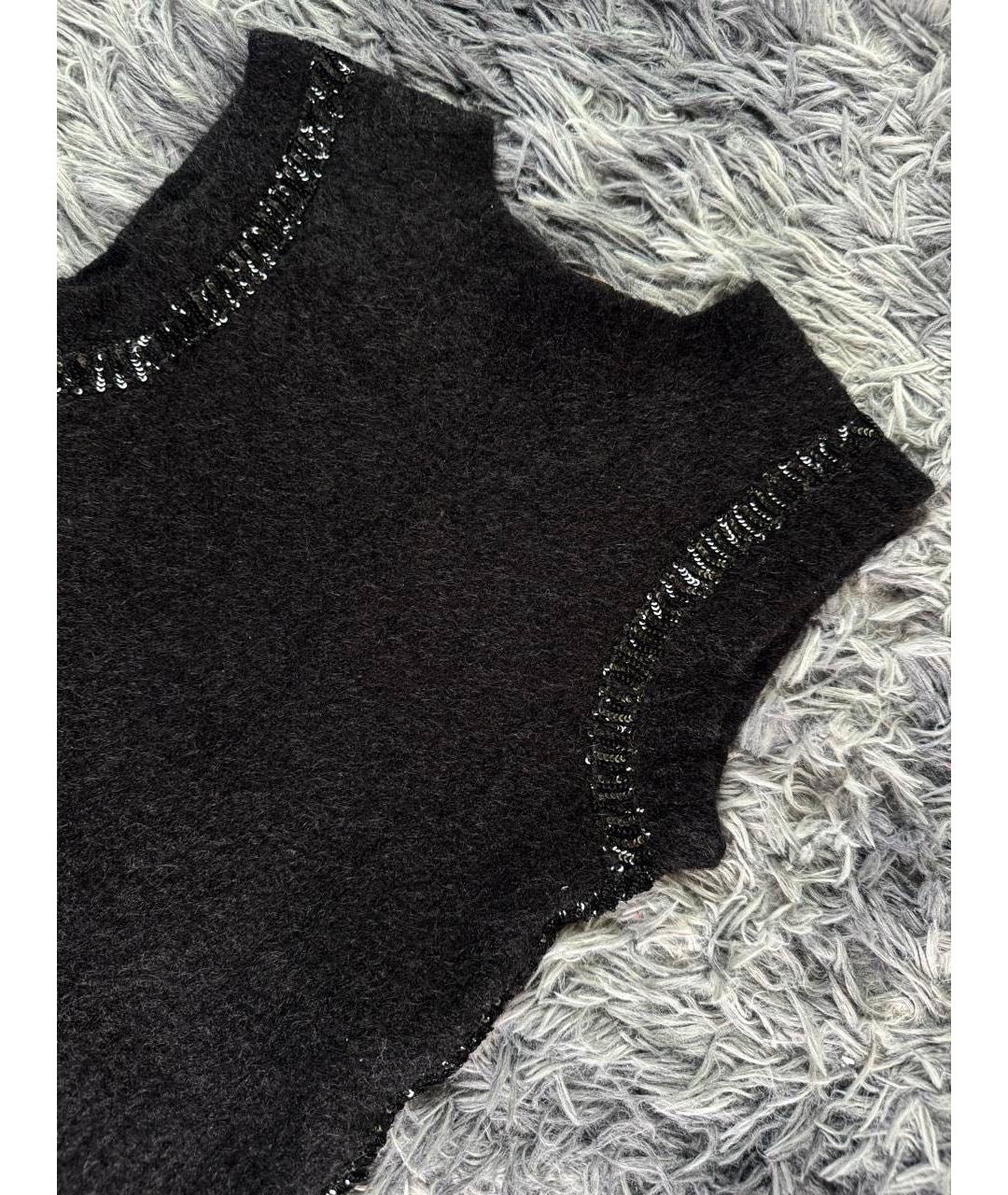 CAVALLI CLASS Черная шерстяная жилетка, фото 4