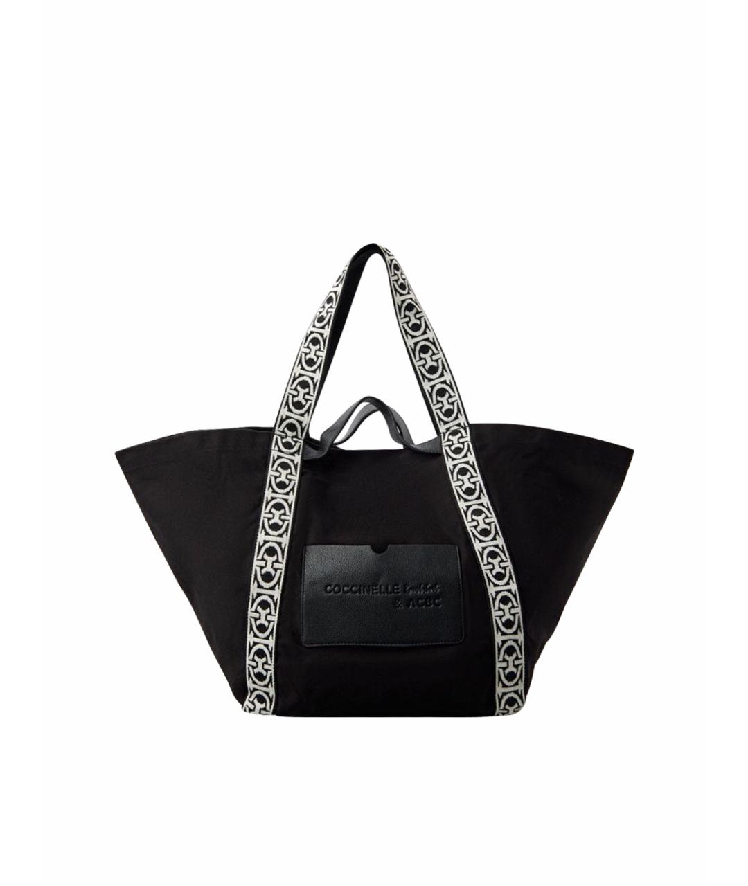 COCCINELLE Черная хлопковая сумка тоут, фото 1