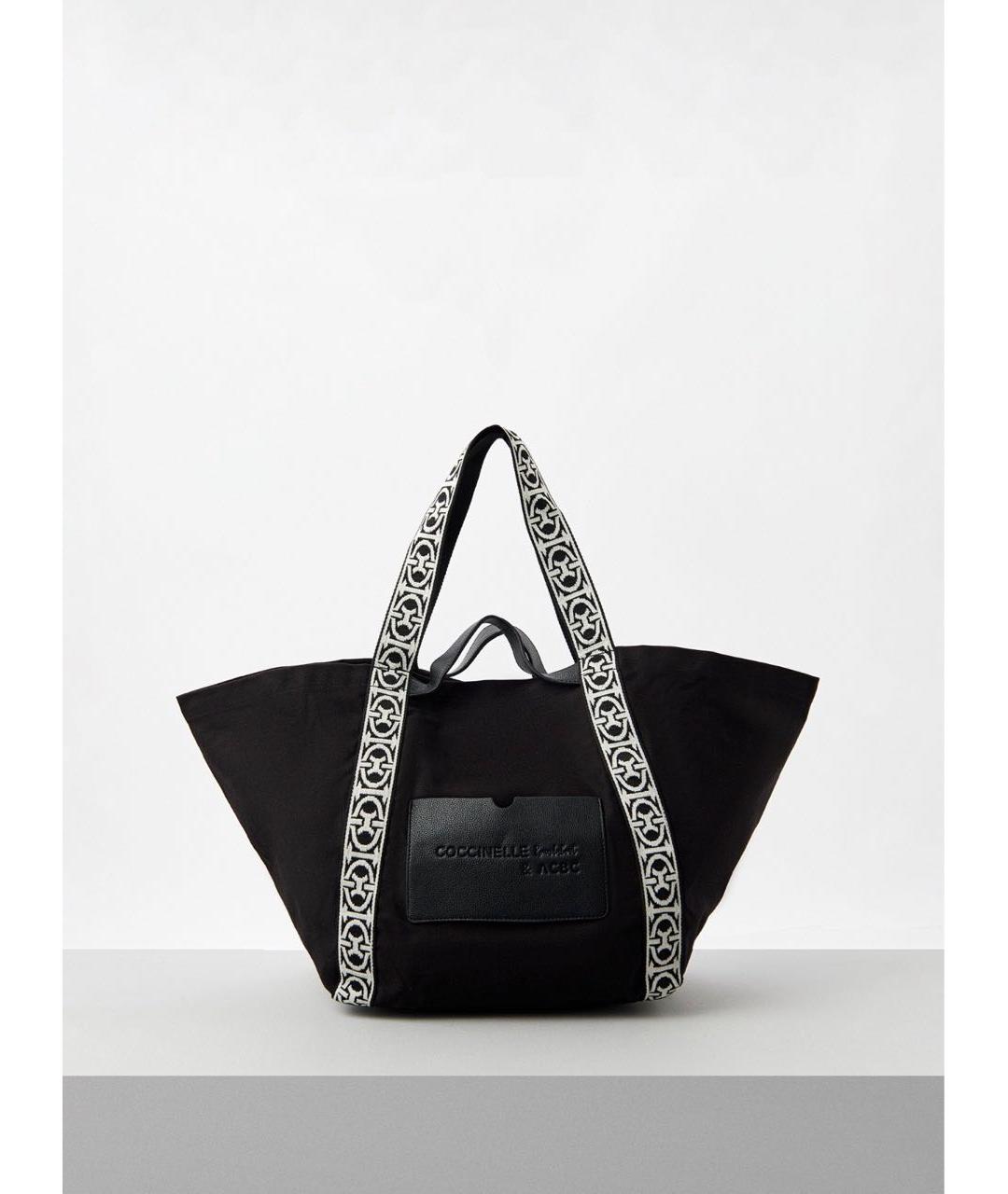 COCCINELLE Черная хлопковая сумка тоут, фото 6