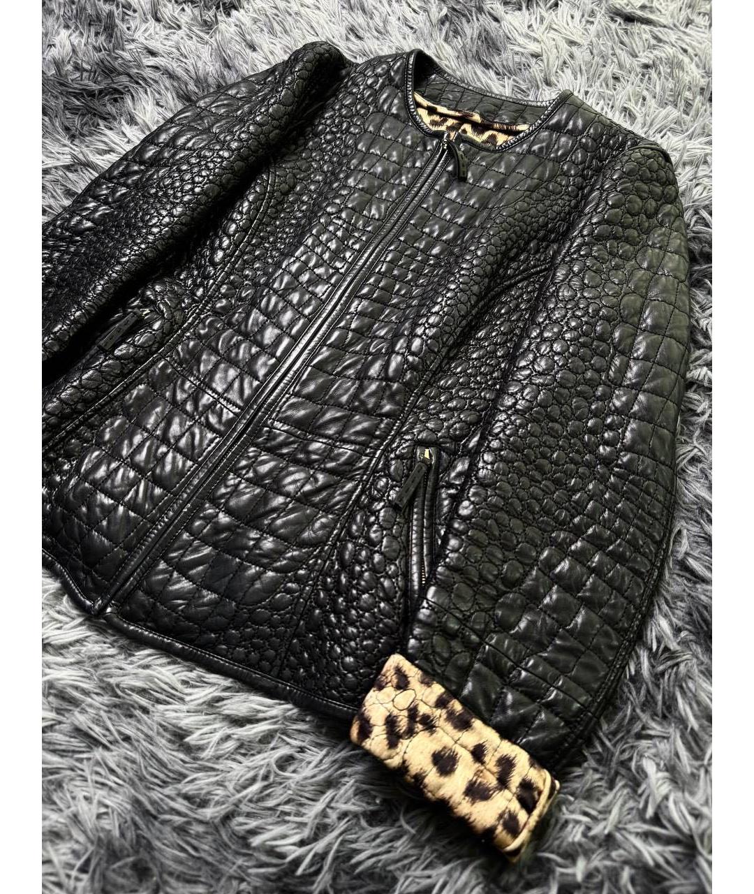 ROBERTO CAVALLI Черная кожаная куртка, фото 6