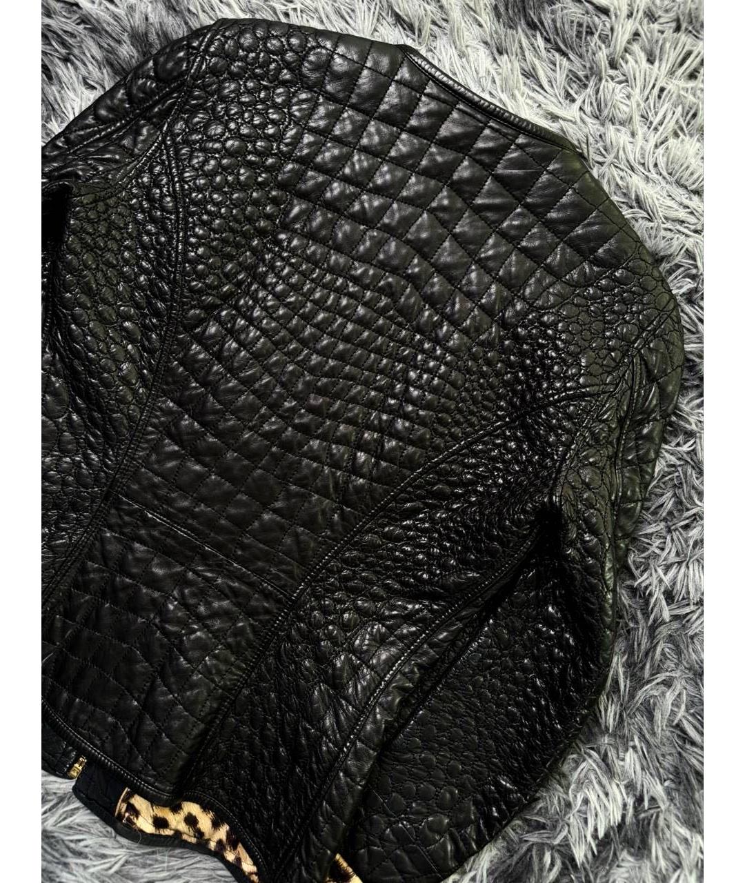 ROBERTO CAVALLI Черная кожаная куртка, фото 3