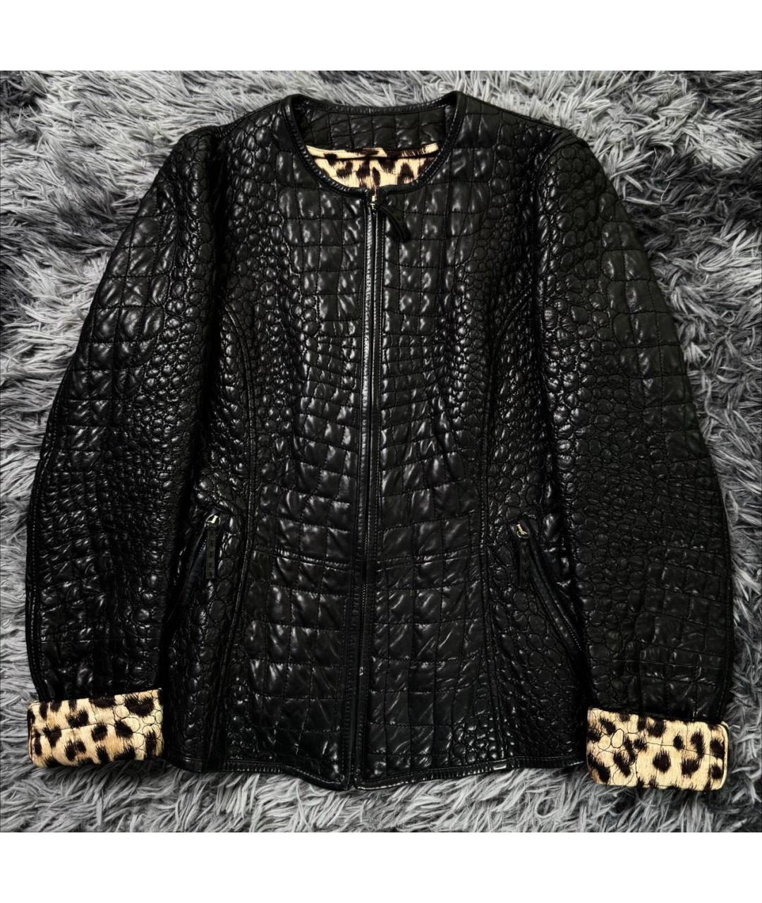 ROBERTO CAVALLI Черная кожаная куртка, фото 7