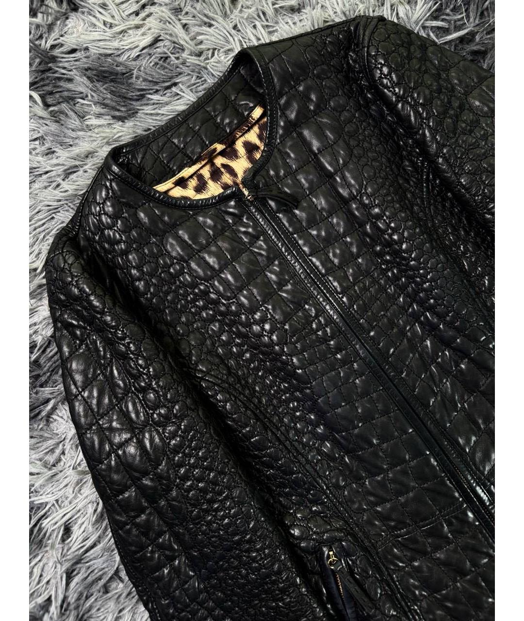 ROBERTO CAVALLI Черная кожаная куртка, фото 4