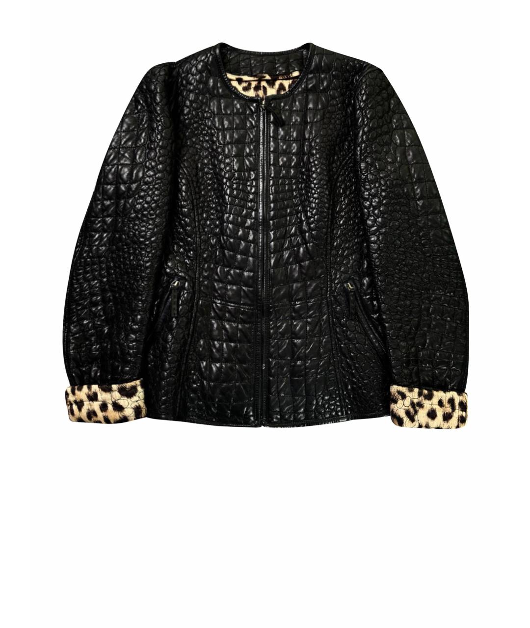 ROBERTO CAVALLI Черная кожаная куртка, фото 1