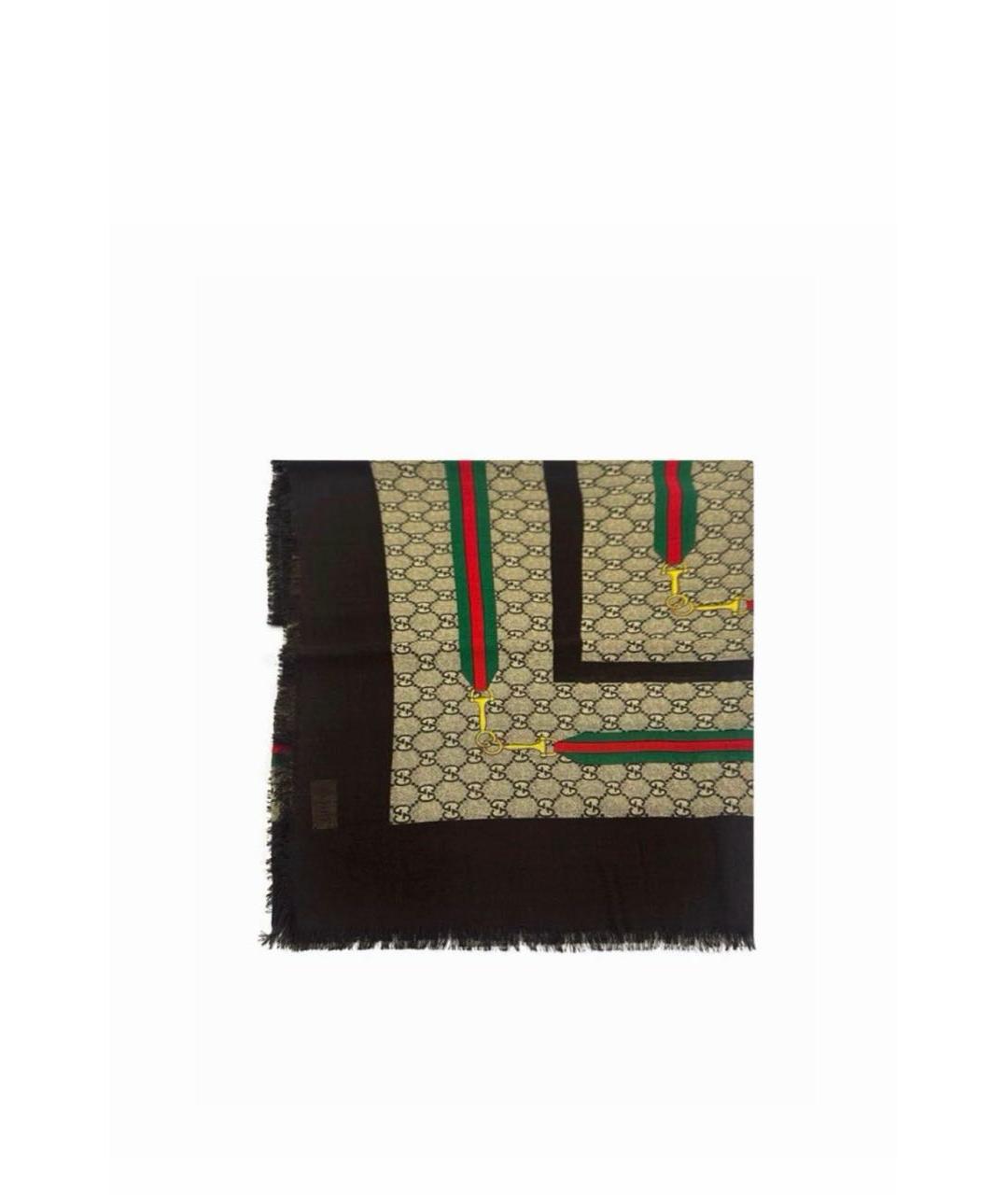 GUCCI Бежевый шерстяной шарф, фото 7