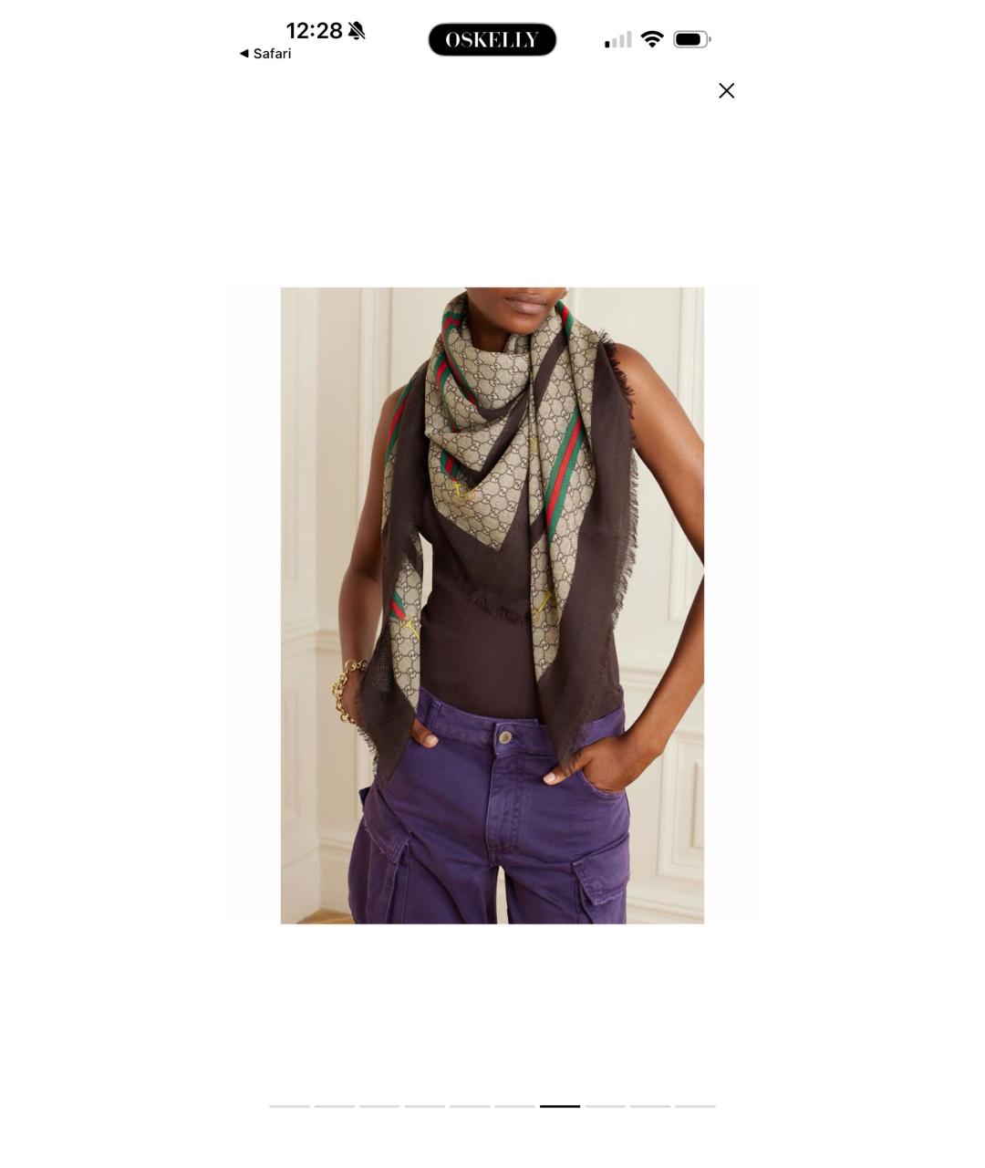 GUCCI Бежевый шерстяной шарф, фото 6