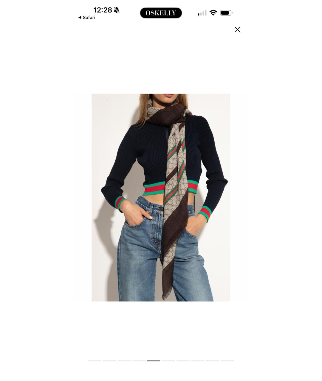 GUCCI Бежевый шерстяной шарф, фото 5