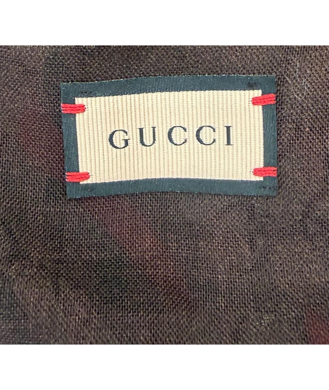 GUCCI Бежевый шерстяной шарф, фото 4