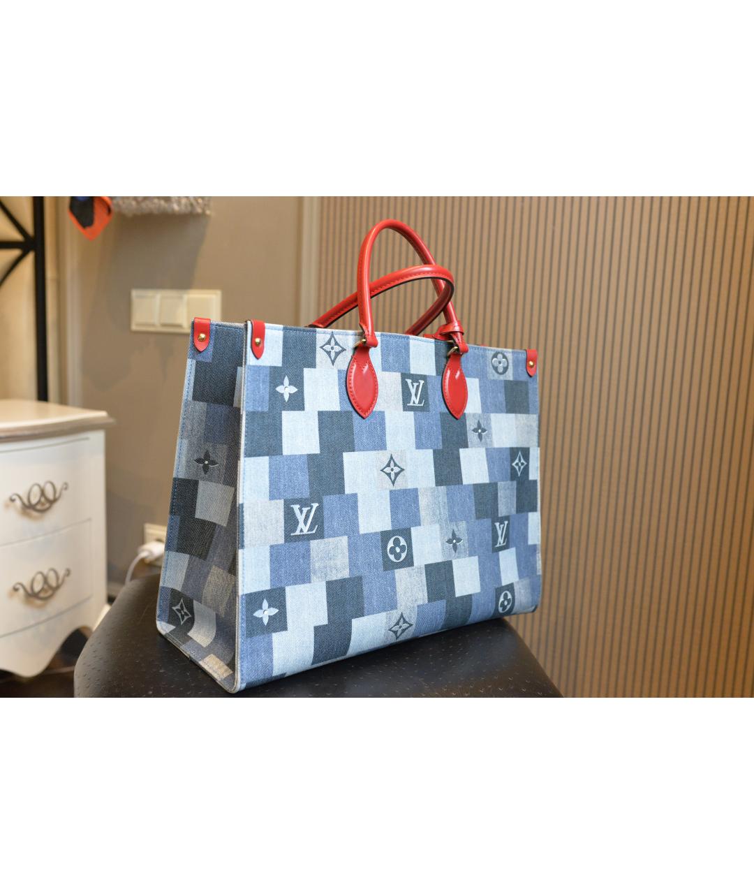 LOUIS VUITTON Голубая деним сумка тоут, фото 2