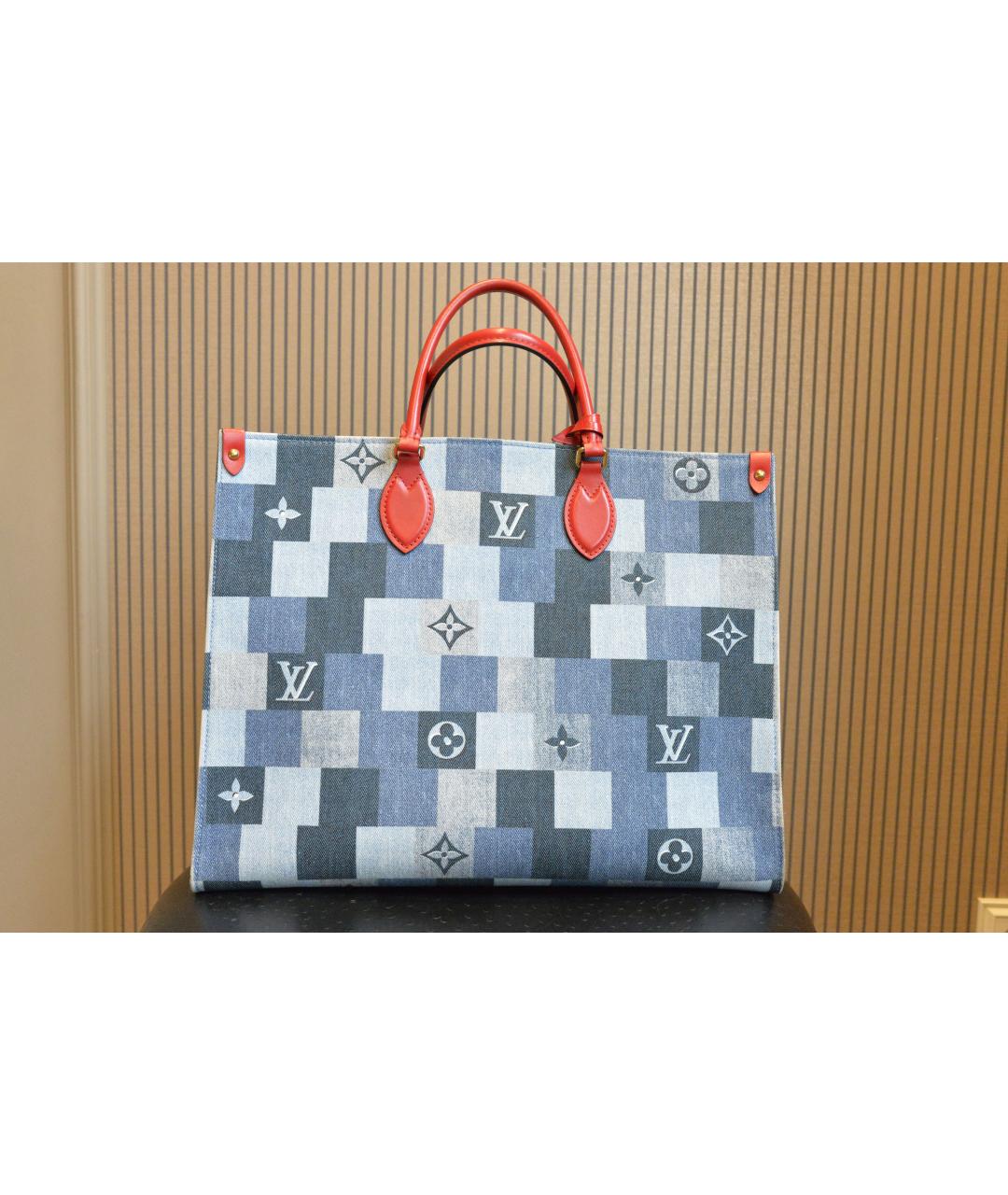 LOUIS VUITTON Голубая деним сумка тоут, фото 3