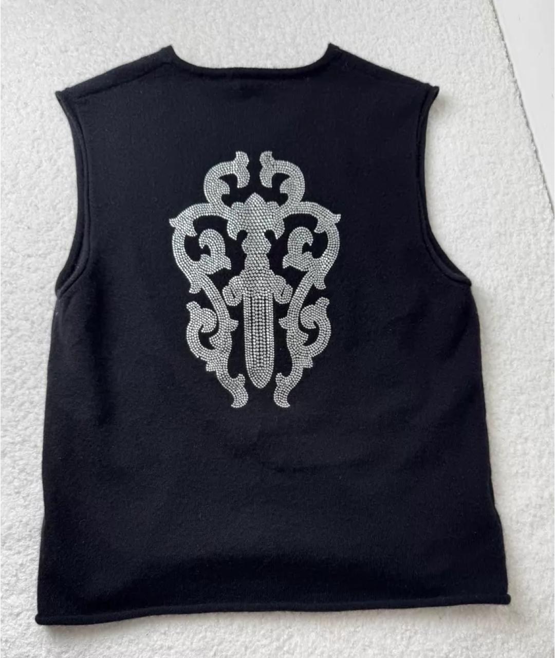 CHROME HEARTS Черная кашемировая жилетка, фото 5