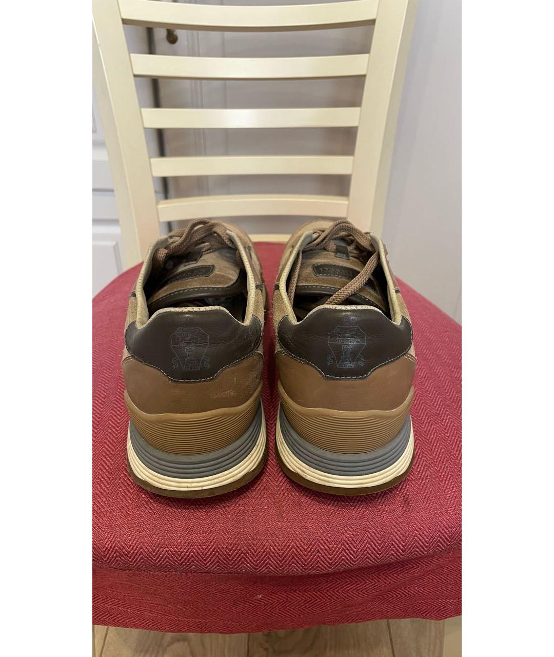 BRUNELLO CUCINELLI Бежевые замшевые низкие кроссовки / кеды, фото 4